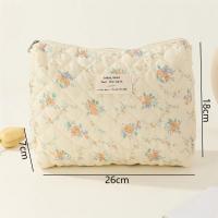 Bolsa de Cosméticos de Algodón Floral de Gran Capacidad Bolso de Viaje Portátil para Damas - details 0