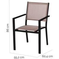 Silla de jardín apilable Deluxe Tailandesa |   De aluminio y textileno |   Tamaño 55x60x86 cm. |   (2, Negro y Marrón) - details 2