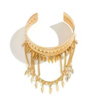 Pulsera de Metal Dorado con Moneda de Hoja Tassel de Brazo Alto para Hombres y Mujeres - details 14