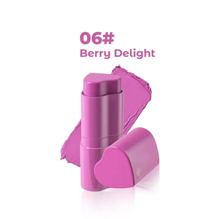 Colorete de corazón de 6 colores, palo de contorno Facial, acabado Facial, Mousse, colorete, lápiz labial 3 en 1 - 1