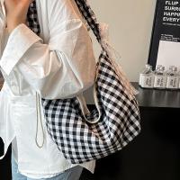 Bolso de hombro Hobos coreano Simple, bolso cruzado a cuadros de media luna, bolsos de lona de gran capacidad para niñas - details 6