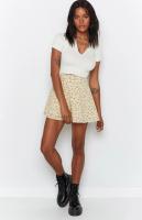 Falda corta con estampado Floral para mujer, falda de cintura alta con cremallera, color amarillo S, Verano - details 9