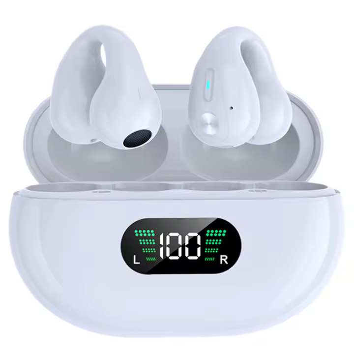 Auriculares Inalámbricos con Clip 2024, Auriculares Bluetooth 5.3 con Micrófono HD, HiFi Estéreo y Pantalla LED, Ajuste Cómodo, Carga Rápida USB-C, Auriculares para Deportes y Correr, Compatibles con Android, iPhone, Xiaomi, Samsung y Huawei - 1