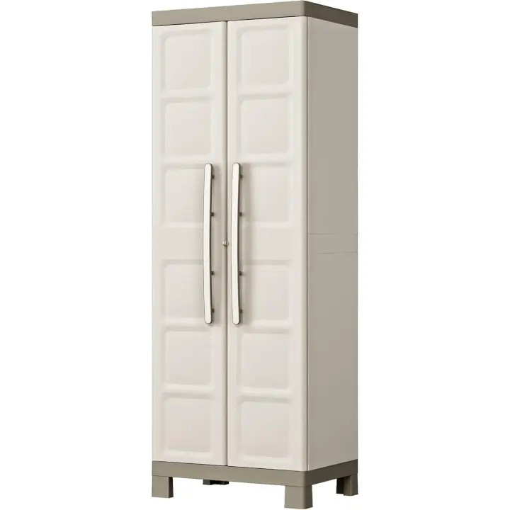 Armario Escobero de Resina 2 Puertas, 4 Baldas Ajustables en Altura, 1 Fija Tamaño 182 x 65 x 45cm - 1