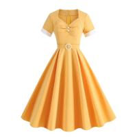 Vestido Retro de Cintura Alta con Botones de Frente Vestido de Swing Elegante para Mujeres - details 2