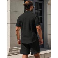 temu shein Camisa y pantalones cortos sueltos informales de manga corta para hombre - details 5