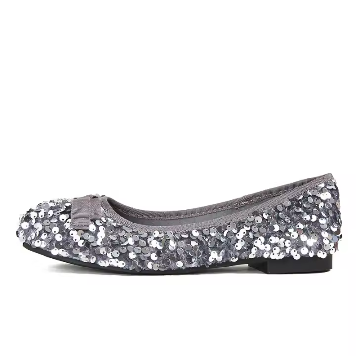 Boca poco profunda cuentas brillantes temperamento de lazo suela pequeña gruesa un pedal zapatos individuales - 1