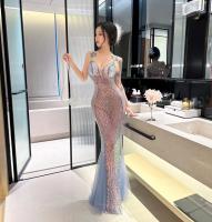 Vestido de noche francés sirena lentejuelas sensación de alta gama socialité nueva cola de pez KTV club - details 4