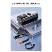 Inflador de neumáticos portátil con compresor de aire plateado, doble alimentación, enganches automáticos y pantalla digital precisa para coches, bicicletas, balones y motos - details 12