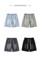 Bermudas anchas suaves y cómodas de color azul claro con cintura elástica de mezclilla Onales para hombre - details 4