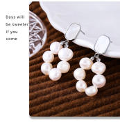 Pendientes de Perlas Naturales de circón pendientes colgantes femeninos pendientes Elegantes - details 9