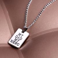 bautizo,Collar de cadena con colgante de letra "mi padre mi héroe", accesorios de moda, placa de color plateado, collar de amor familiar, regalo para hombre,día del padre,1 unidad - details 2