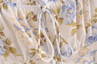 Vestido retro de manga corta con escote cuadrado para mujer con cordón en el pecho, minifalda floral de corte en A de cintura alta ajustada - details 1