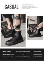 Botas de cuero de cocina para hombre de otoño, zapatos deportivos informales para Chef, a la moda, diseño Martin, negro, impermeables y antideslizantes - details 4