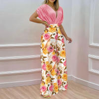 Conjunto informal de moda para mujer, pantalones de pierna ancha estampados con cuello en V, temperamento, nuevo estilo, otoño 2025 - details 6