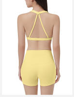 Sostén deportivo con almohadillas para el pecho, espalda hermosa, sujetador de tiras delgadas para pilates y fitnessbraConjunto de yoga con camiseta sin mangas y shorts que levantan los glúteos - details 14