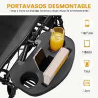 Juego de 2 Hamacas Siesta Gravedad Cero Sillas Plegables Exteriores con Brazo de Reposo y Soporte para Bebidas - details 16