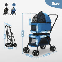 Carrito para mascota, plegable,para perros y gatos, con ruedas giratorias de 360 grados y cinturón de seguridad - details 0