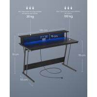 Mesa de Juegos con Luces LED y Enchufes Tamaño 60 x 120 x 76cm Elegancia Rústica Marrón - details 22