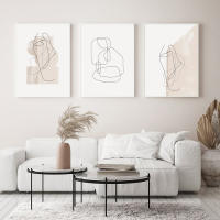 Póster de Pared Abstracto de Color de Línea Arte Moderno en Lienzo para Decoración de Sala de Estar Hogar Lienzo Cuadriculado Estilo Minimalista - details 3