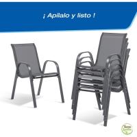Sillas de Jardín, Lote de 6 - Sillas Apilables - Negras, de Textileno de Alta Densidad para Exterior - Cómodas y de Diseño - details 9