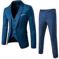 Traje ajustado de 2 piezas para hombre, Blazer de un botón, vestido, chaqueta de negocios, chaleco y pantalón - details 2