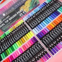 Set de Marcares de Acuarela de 12/24/36/48 Colores Pluma de Pincel Doble Punta y Pluma de Dibujo de Línea Fina Suministros de Arte Escolar - details 2