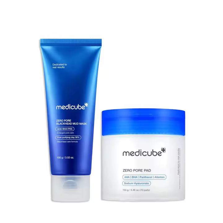 medicube All-in-One Duo para el cuidado de la textura de la piel: Pads 2.0 y mascarilla facial de barro para puntos negros Zero Pore - 1