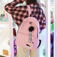 Mochila de gran capacidad con hojas impresas, mochila de lona de Color sólido con hojas impresas, mochila portátil con cremallera de estilo universitario - details 3