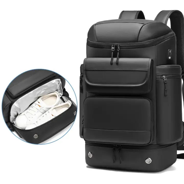 Mochila de viaje de gran capacidad para hombre, bolsa de zapatos impermeable para senderismo al aire libre, para ordenador portátil de negocios de 17 pulgadas, 50L - 1