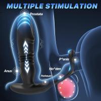 Masajeador de próstata con consolador anal con 12 vibraciones, 3 anillos de empuje para el pene, tapón anal, juguete sexual para adultos, juegos sexuales para parejas masculinas y femeninas. - details 1
