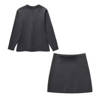 Traje minifalda de punto para damas, Chaqueta de punto de 2 piezas para damas, Traje para damas, Ropa para damas, Ropa de calle, Chaqueta de punto con mangas sueltas - details 4