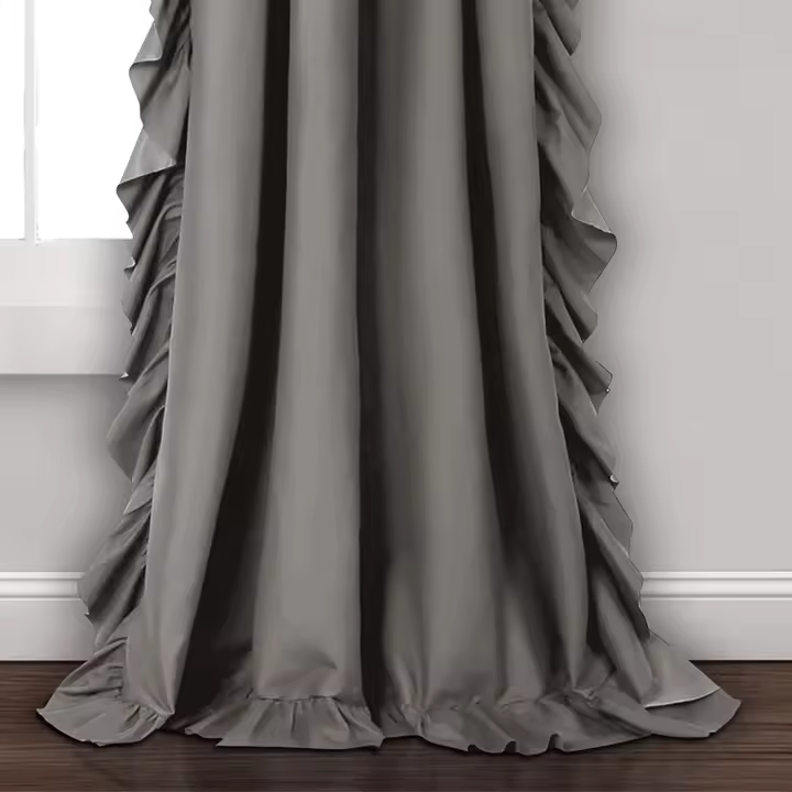 Cortinas de Estilo Princesa Nórdica con Flecos Decorativas en Color Sólido para Sala de Estar Dormitorio Material de Poliéster 100% Tema Romántico Cortinas Lavables de Largo 260cm y Más - 1