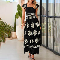 Mono bohemio para mujer, mangas estampadas, cintura alta, mono de pierna ancha, con bolsillos, 2025 - details 5