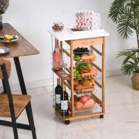 Carrito Cocina Ruedas Multiusos Cajón 4 Cestas Extraíbles Metal y Bastidores Laterales 47x37x83 cm Mara Natural - details 1