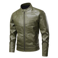 Nuevas camisetas informales transpirables para hombre, moda para actividades al aire libre, abrigo cómodo liso con cuello levantado, chaqueta de cuero Retro a prueba de viento para otoño e invierno para hombre - details 3