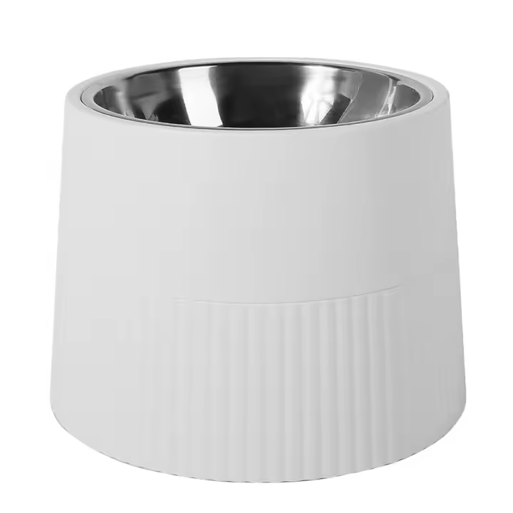 Comedero elevado de acero inoxidable para perro, cuenco extraíble para comida y agua, plato antideslizante blanco - 1