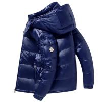 Chaqueta acolchada con capucha para hombre, abrigo corto de plumas de pato, informal, brillante, impermeable, Invierno - details 3