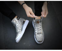 Trendy Men's High Top Sports Shoes Round-Toe Glossy Stage Casual Versatile Boots Outdoor Streetwear Boys Skateboarding Shoes - details 20