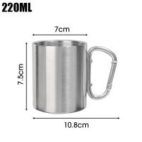 Taza de acero inoxidable de 220/300ml, gancho de mosquetón, mango portátil para caminata, taza para acampar, viaje, multifuncional, para acampar al aire libre, 1 Uds. - details 0