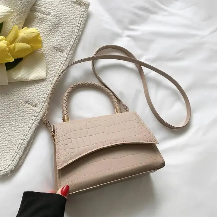 Bolso bandolera de mano pequeño de diseñador de moda de cuero PU de color sólido con patrón para mujer - 1