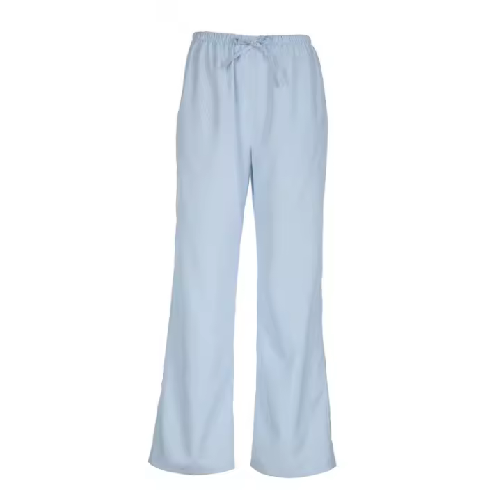 BUNO-Pantalones de encaje a rayas para mujer, Pantalones rectos de pierna ancha con cintura elástica y cordón, ropa de calle holgada para primavera y verano, pantalones de chándal informales - 1