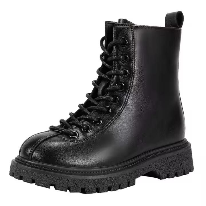 Nuevas botas planas de invierno a la moda con tobillo alto, zapatos deportivos de cuero para exteriores para niñas, zapatos baratos americanos de marca para niños - 1