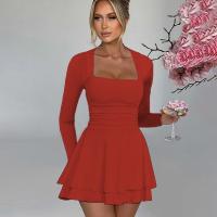 Vestido corto de manga larga con volantes para mujer, elegante y elegante, cuello cuadrado, ropa de fiesta, nuevo, oferta - details 6