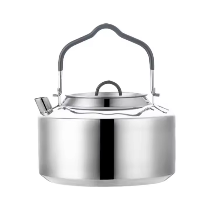 Tetera portátil de acero inoxidable para acampar al aire libre, cafetera, hervidor de 1,2 litros, villa para picnic y senderismo - 1