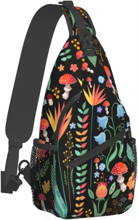Bolsos de pecho Unisex, mochila cruzada, viaje, senderismo, mochila de día, bolso cruzado para hombres-seta - 1