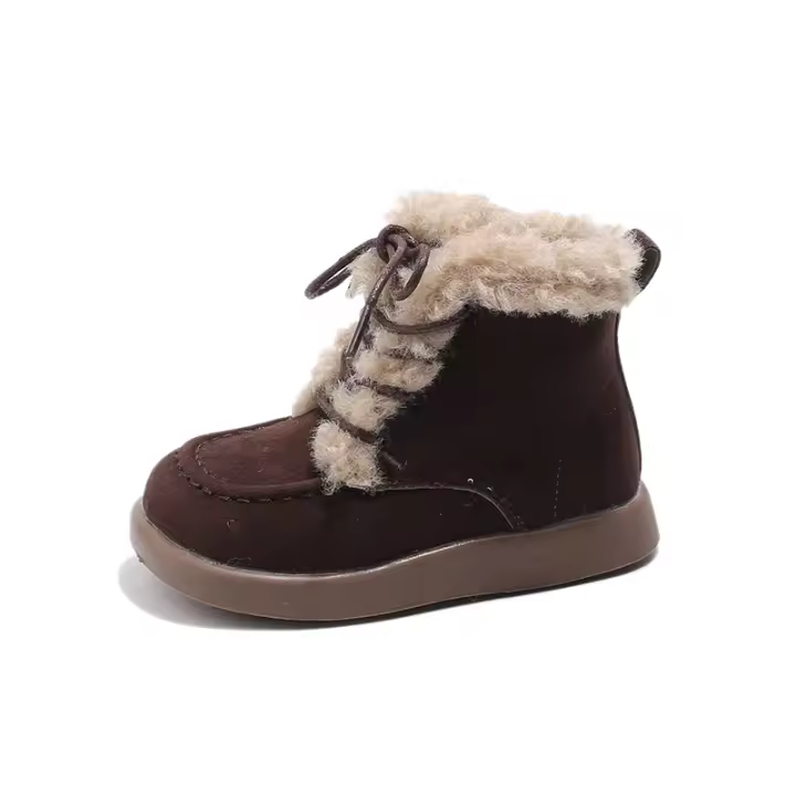 Botas cortas antideslizantes para niña, zapatos multifuncionales de cuero y algodón, suela suave, moda de estilo coreano, invierno, 2024 - 1