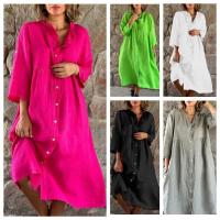 Vestido Largo Casual de Lino y Algodón de Color Sólido para Mujer 2025 - details 9