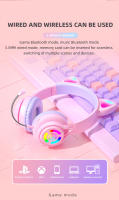 Auriculares BLUEKAKA con diseño de gato lindo para niños y niñas auriculares inalámbricos bluetooth con micrófono incorporado control de volumen auriculares deportivos y ejercicios material de silicona - details 6