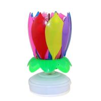 Vela musical giratoria con forma de flor para pastel de cumpleaños, accesorios para tartas, doble flor, rotación plana electrónica - details 6